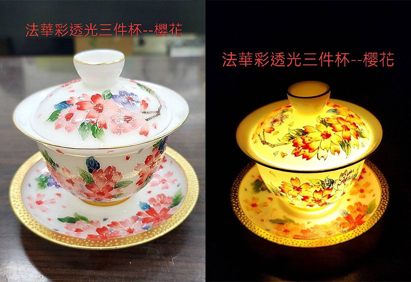 法華彩透光三件杯(櫻花) 法華彩透光三件杯(櫻花)