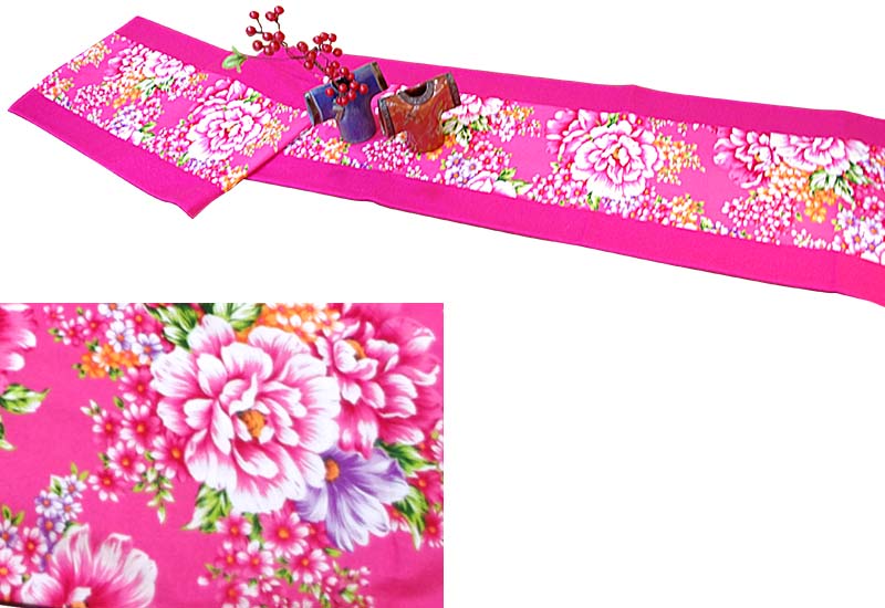 台灣花布旗布桌巾B款-粉紅色