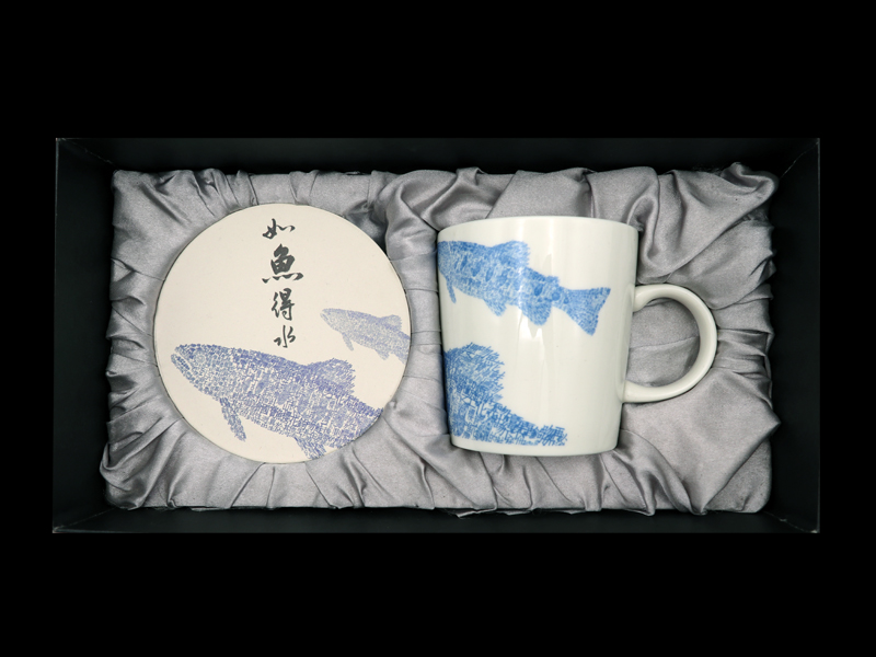 W13-如魚得水馬克杯+杯墊禮盒組