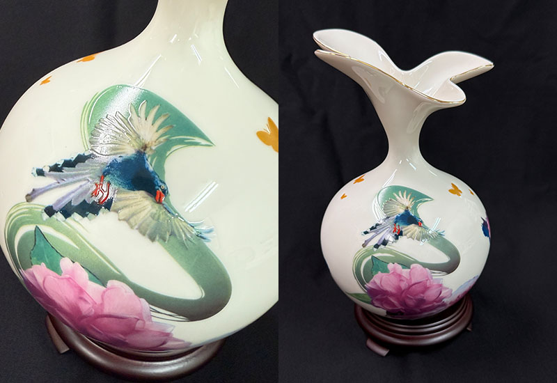 V37-3D立體藍鵲蝶舞天球瓶